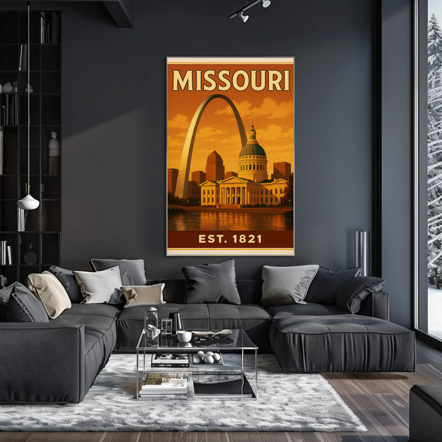 Missouri Capitol Arch Sunset Skyline Poster Poster