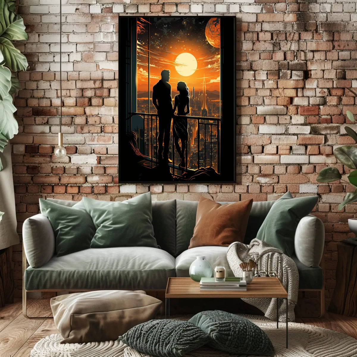 Sunset Over the Futuristic City Poster