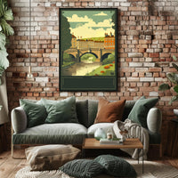 Serene Riverside Townscape Poster