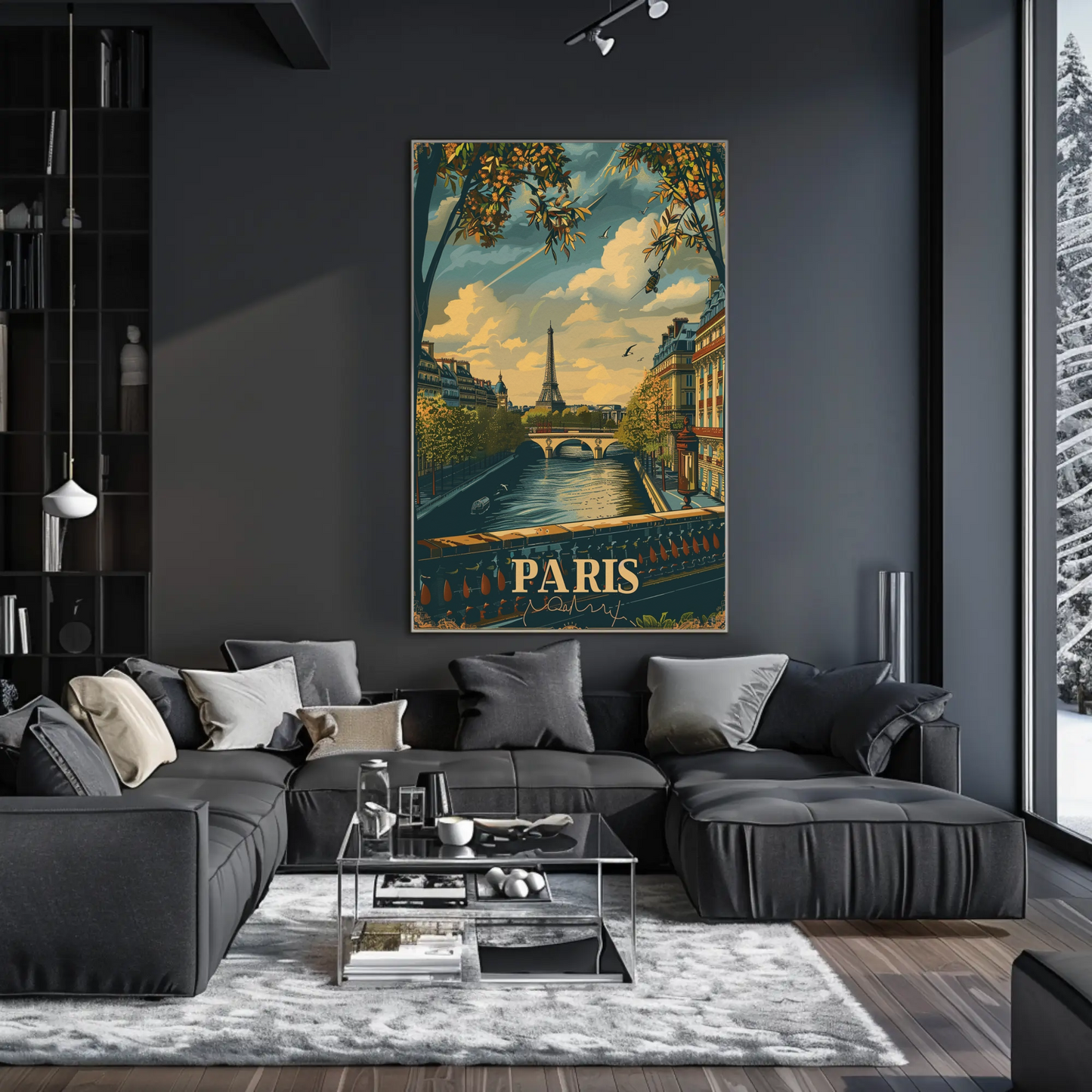 Paris Eiffel Tower River Seine Bridge Travel Poster