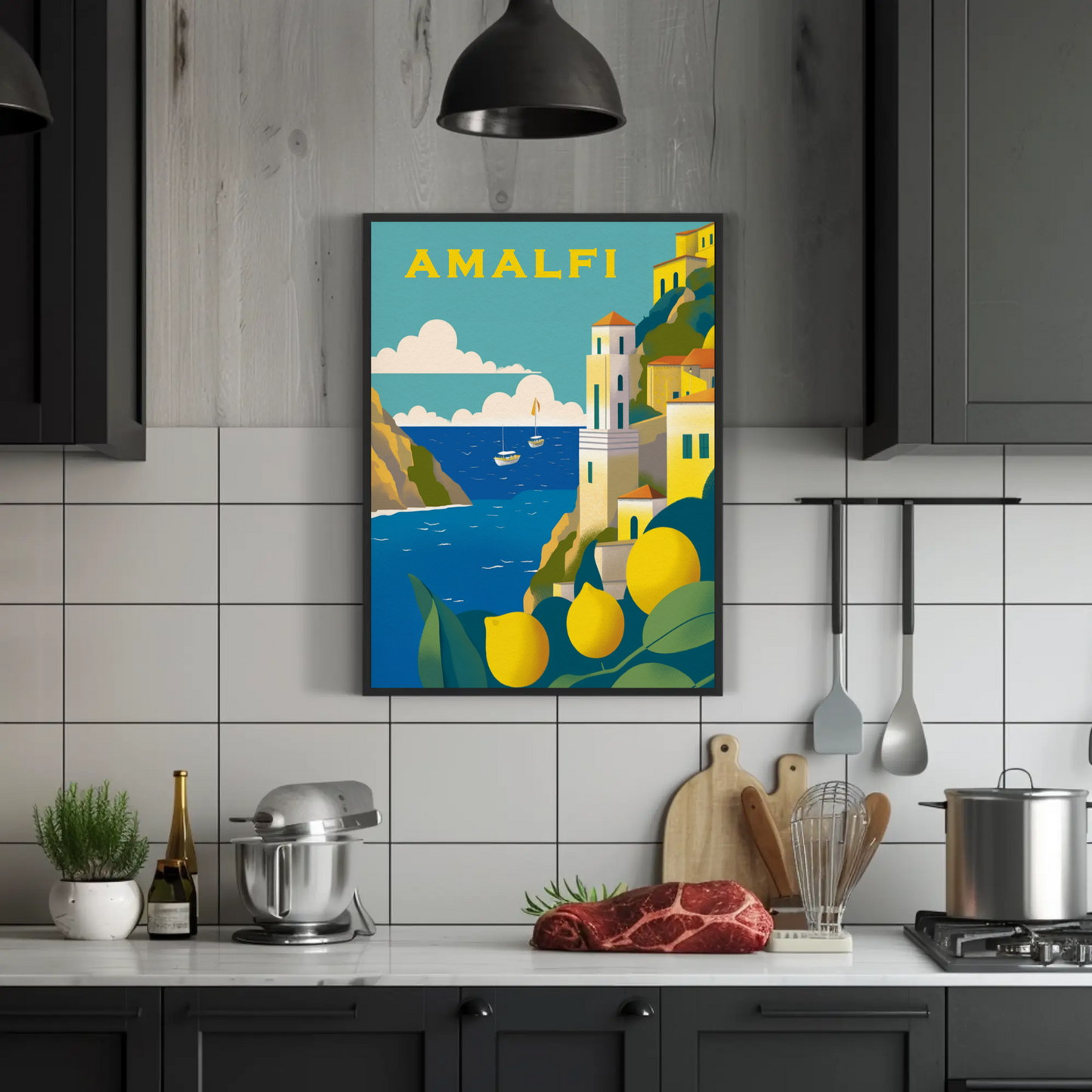 Amalfi Italy Vintage Travel Poster