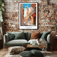 Cartagena Street Scene Poster PosterGoat