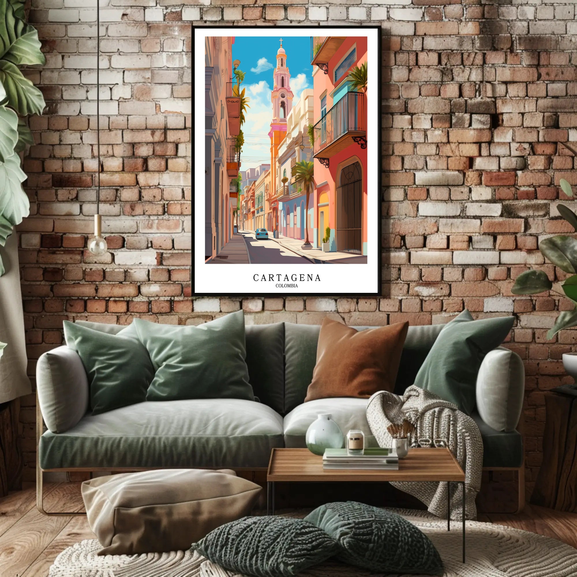 Cartagena Street Scene Poster PosterGoat