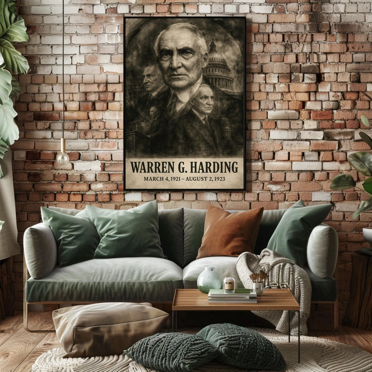 Warren G. Harding 29th President of the United States Double Exposure Poster
