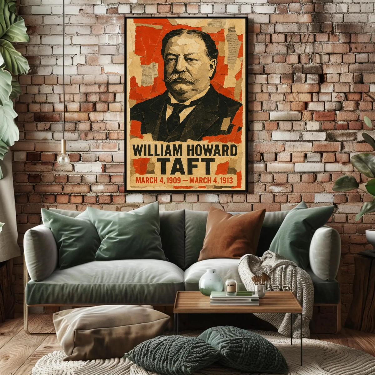 William Howard Taft 27th President of the United States Layered paper Collage Poster