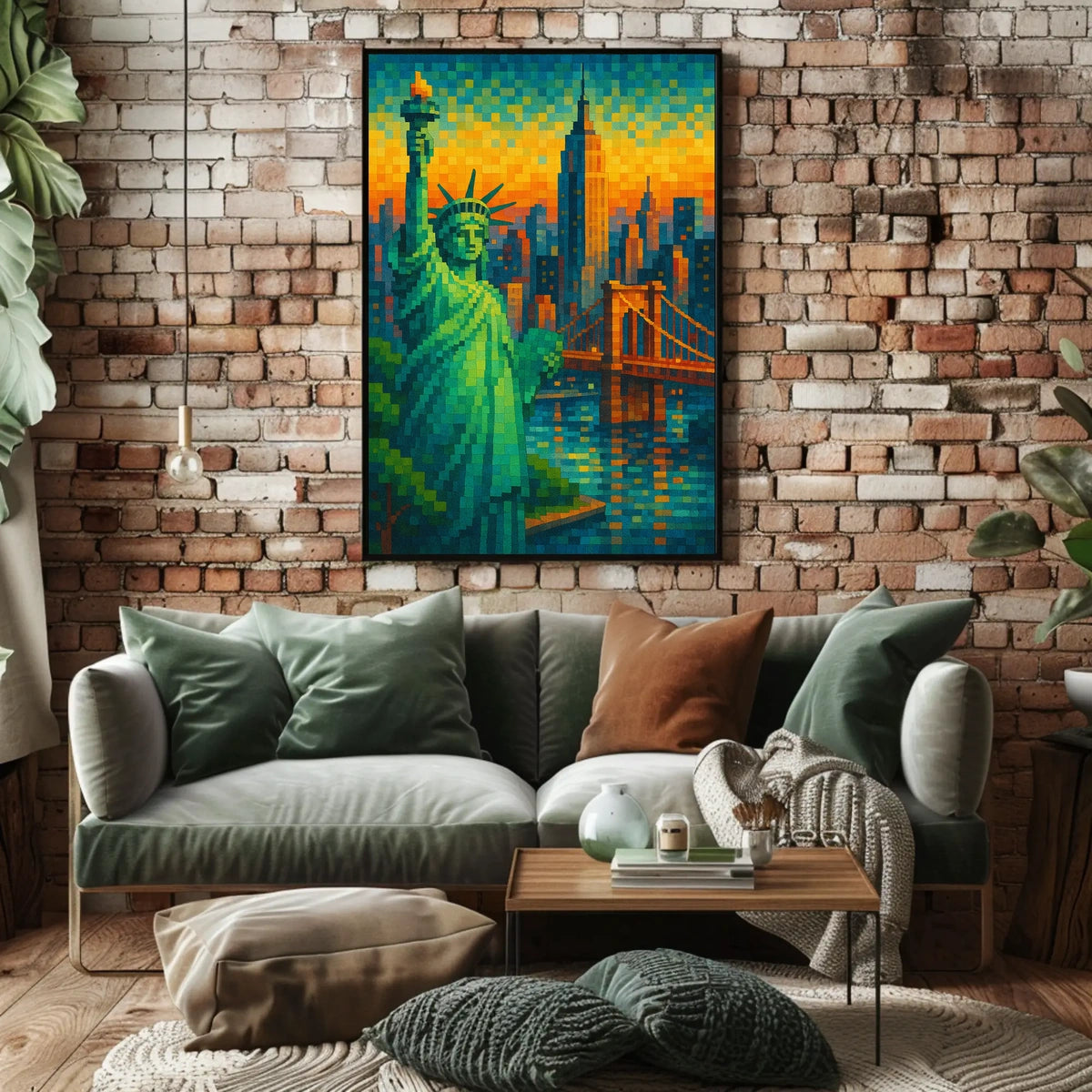 Pixelated New York Dreamscape Poster For Modern Home Decor
