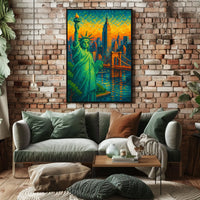 Pixelated New York Dreamscape Poster For Modern Home Decor