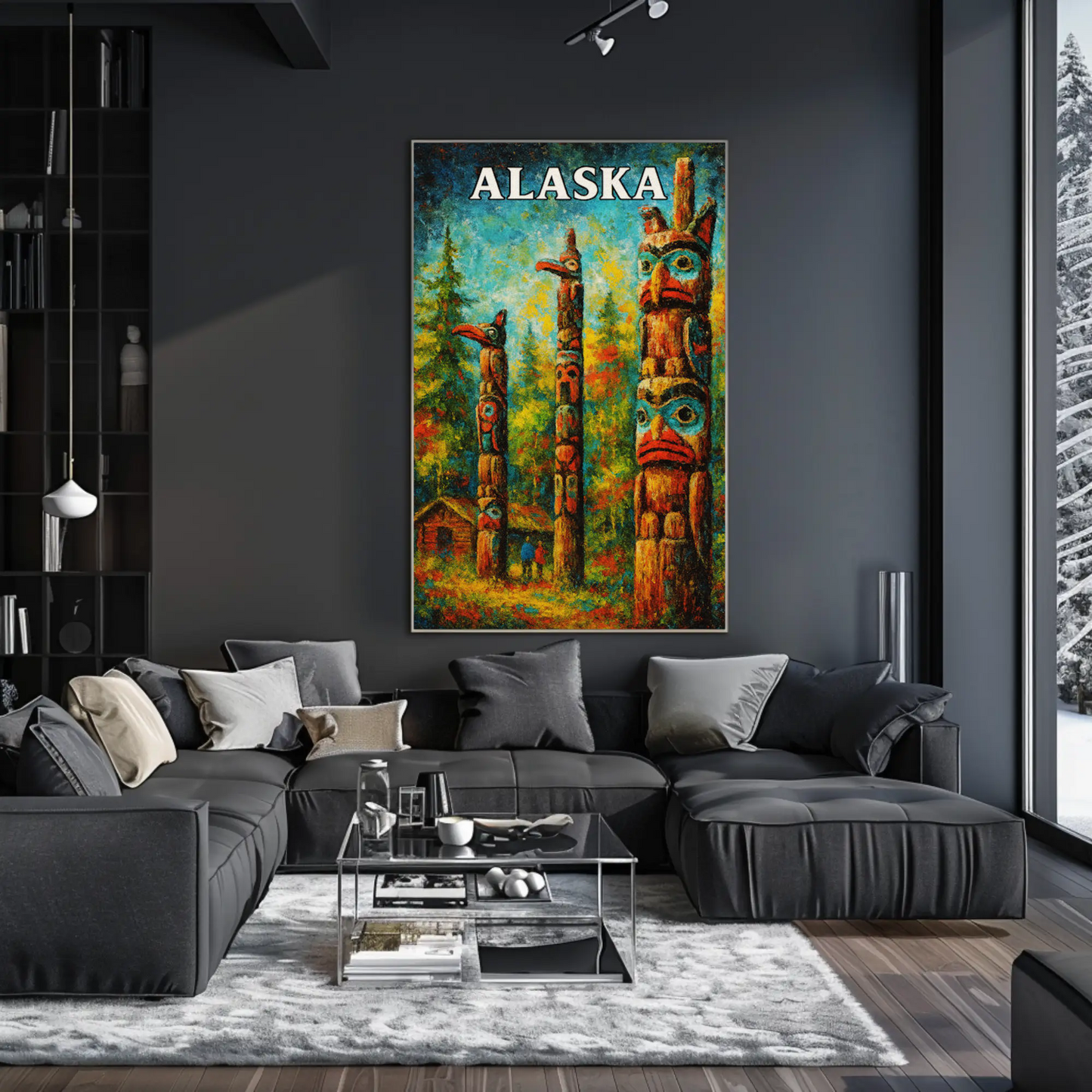 Alaska Totem Poles Native Heritage Forest Travel Poster