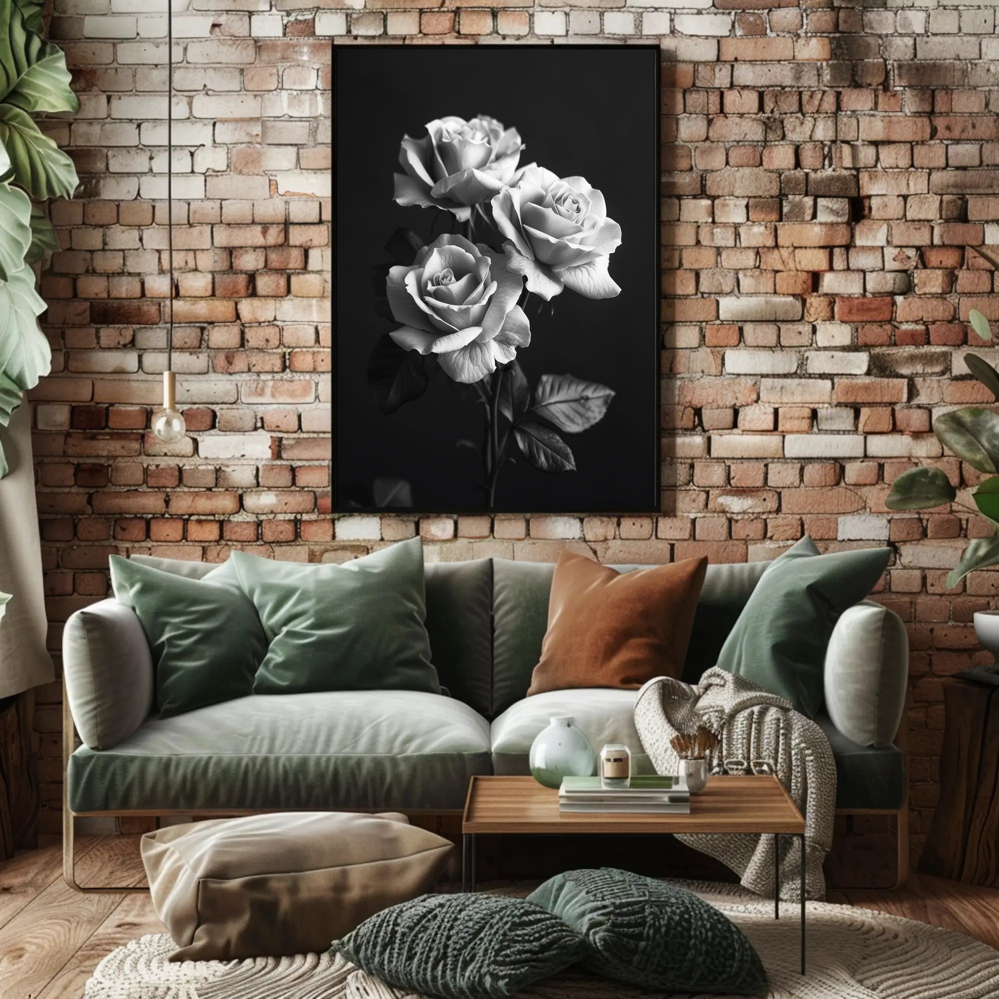 Elegant Black and White Rose Art Poster PosterGoat