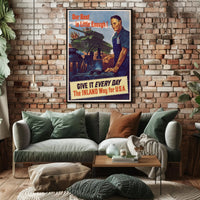 WWII Industrial Support Poster Emphasizing American War Effort