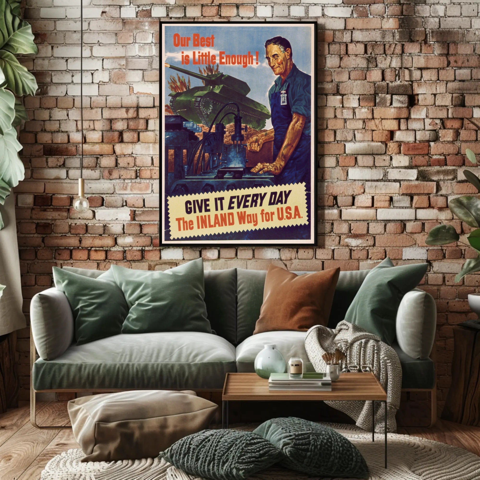 WWII Industrial Support Poster Emphasizing American War Effort