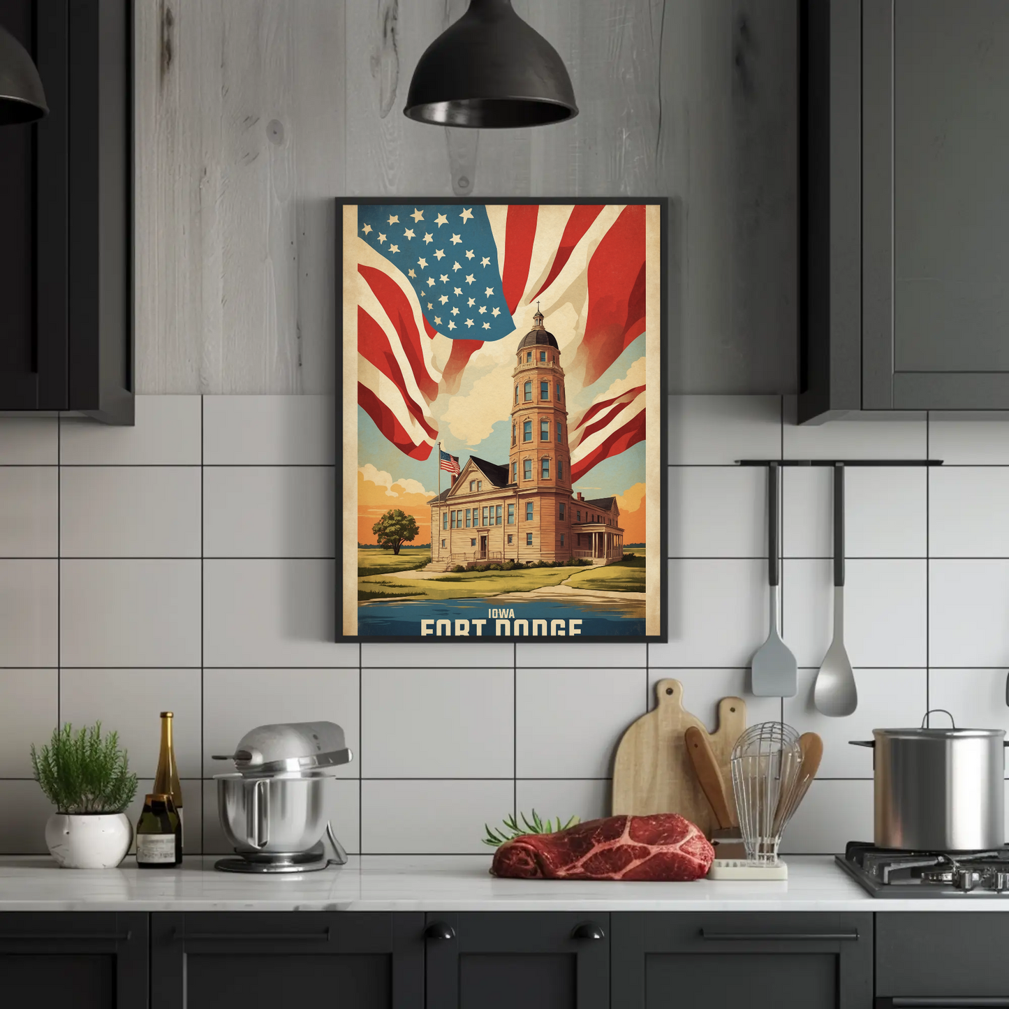 Fort Dodge Iowa Historic Building Vintage Travel Poster
