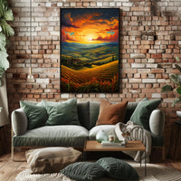 Sunset Over Rolling Hills Poster