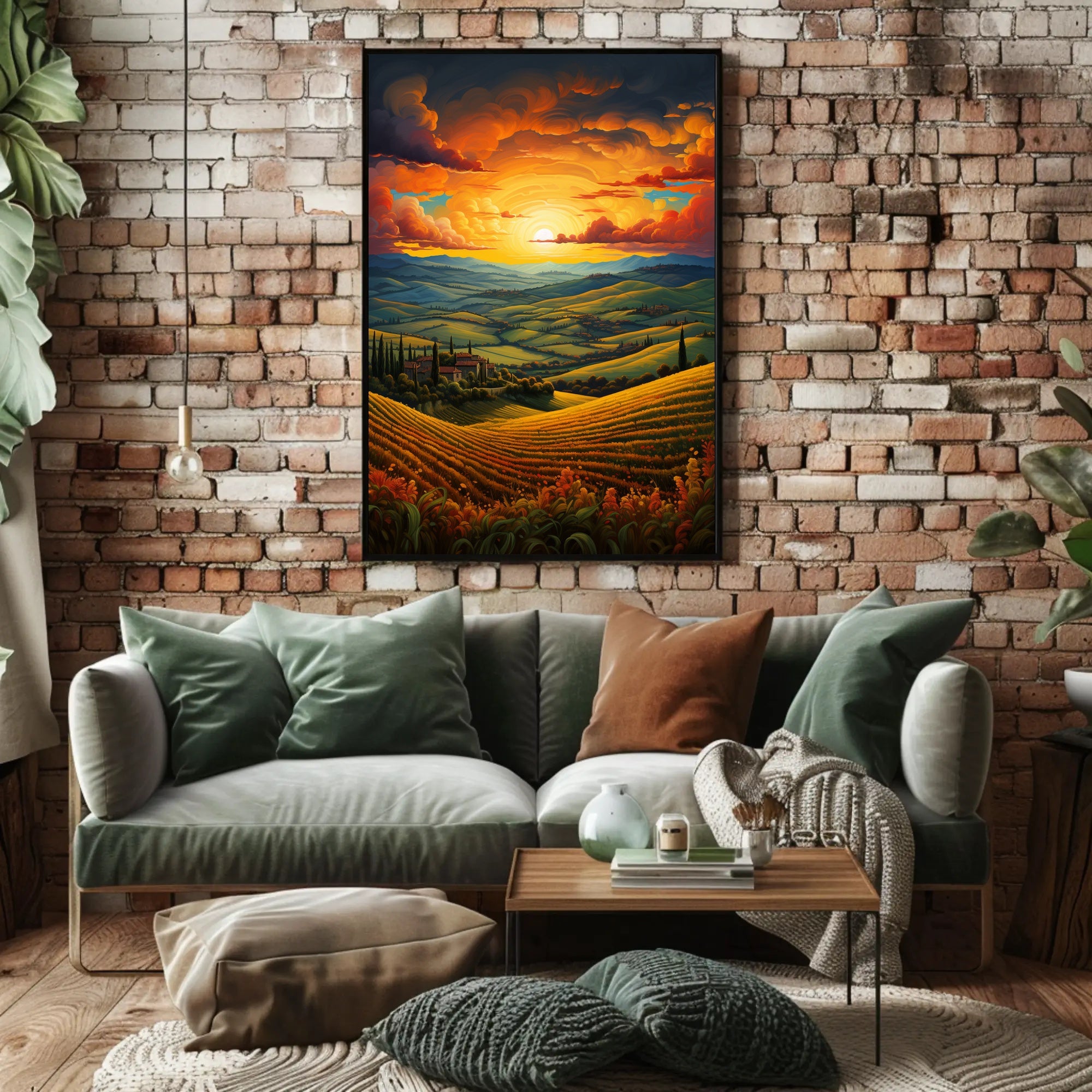 Sunset Over Rolling Hills Poster