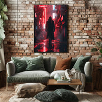 Cyberpunk Cityscape Neon Lights Art Poster PosterGoat