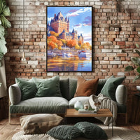 Historic Castle and Waterfront Autumn Art Poster