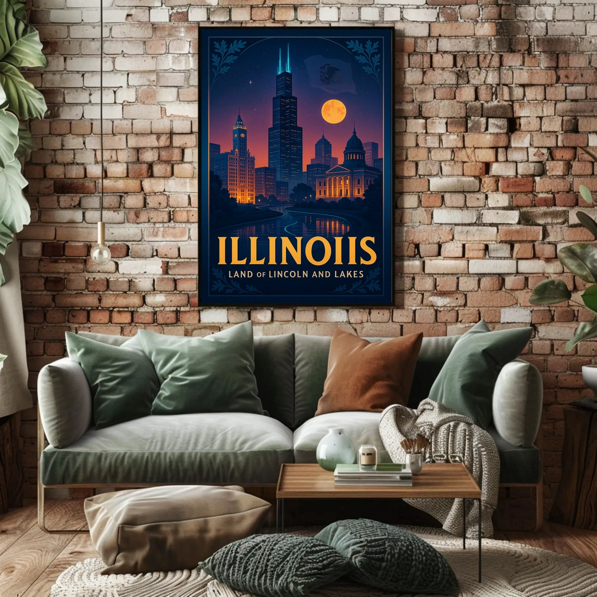 Illinois Land of Lincoln and Lakes Poster