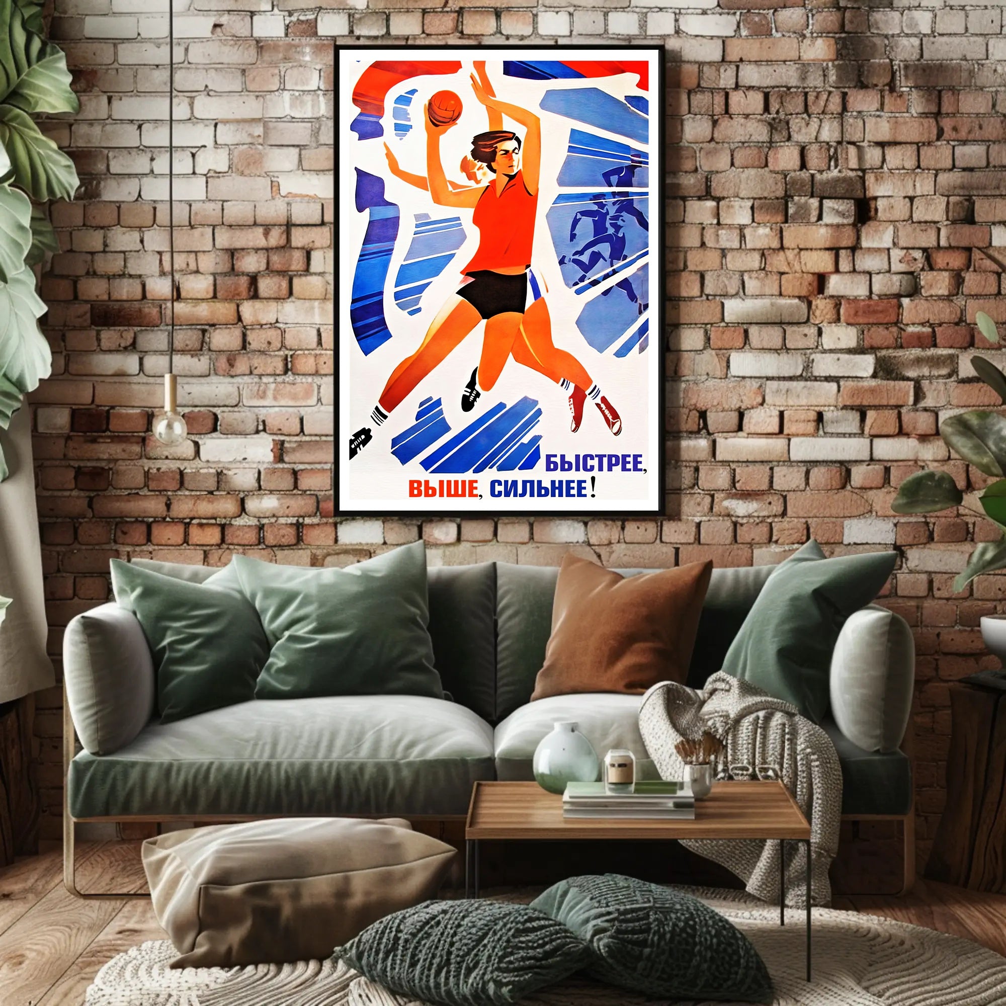 Dynamic Female Athlete Vintage Sports Propaganda Poster
