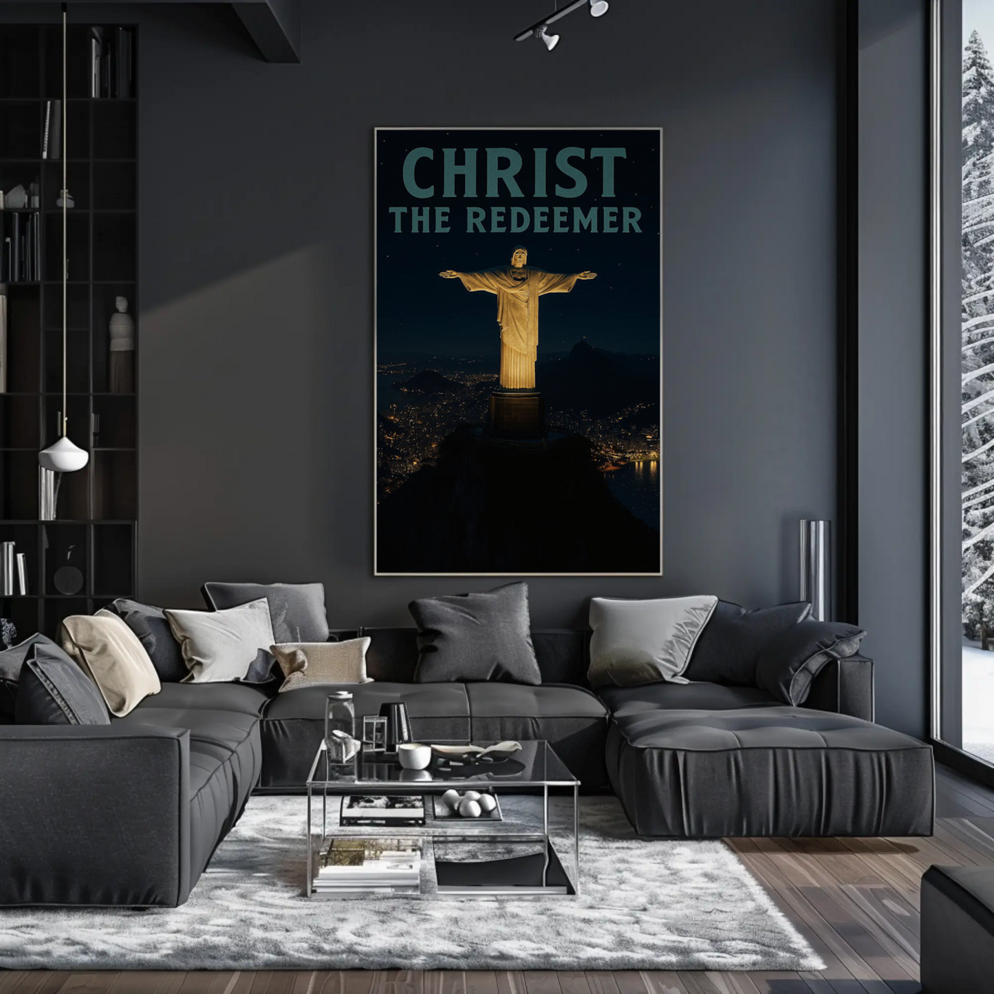 Christ The Redeemer Rio Night Skyline Travel Poster