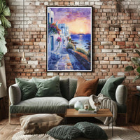 Sunset in a Coastal Village Poster PosterGoat