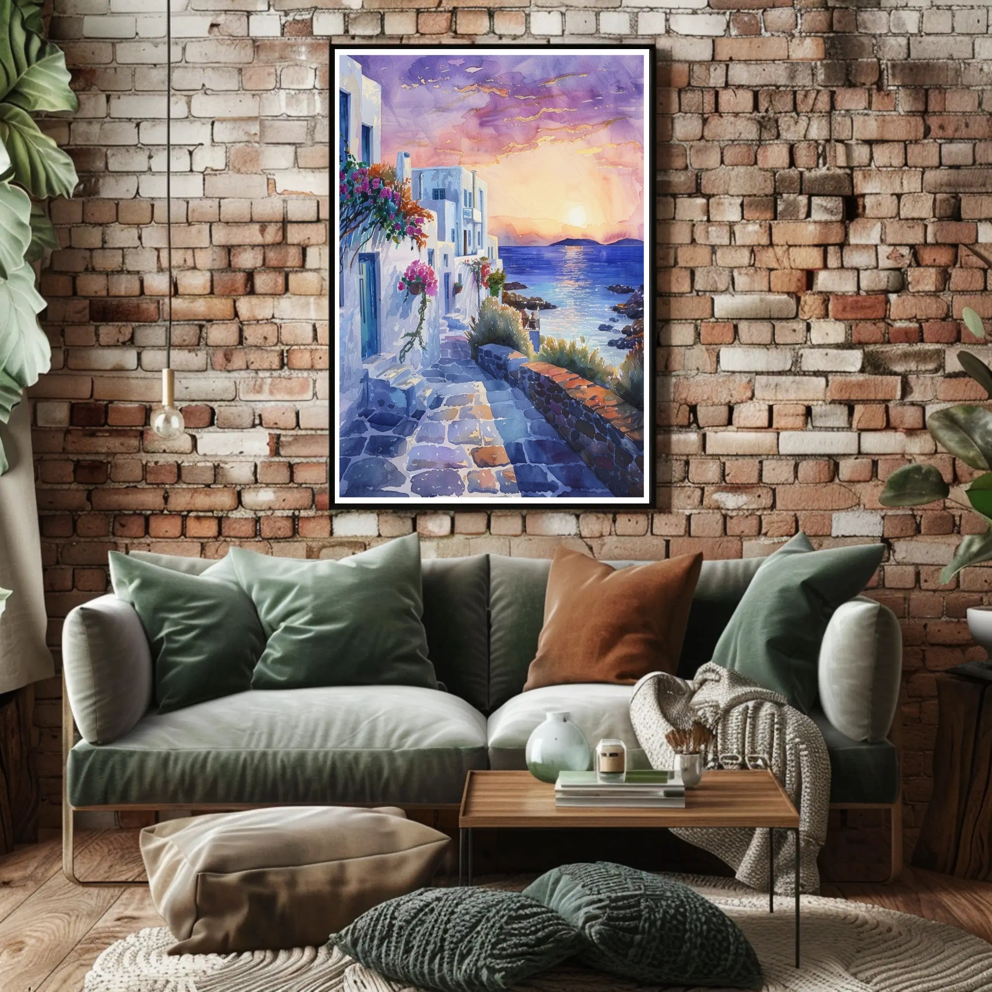 Sunset in a Coastal Village Poster PosterGoat