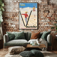 Vibrant Skiing Adventure in Valloire Travel Poster PosterGoat