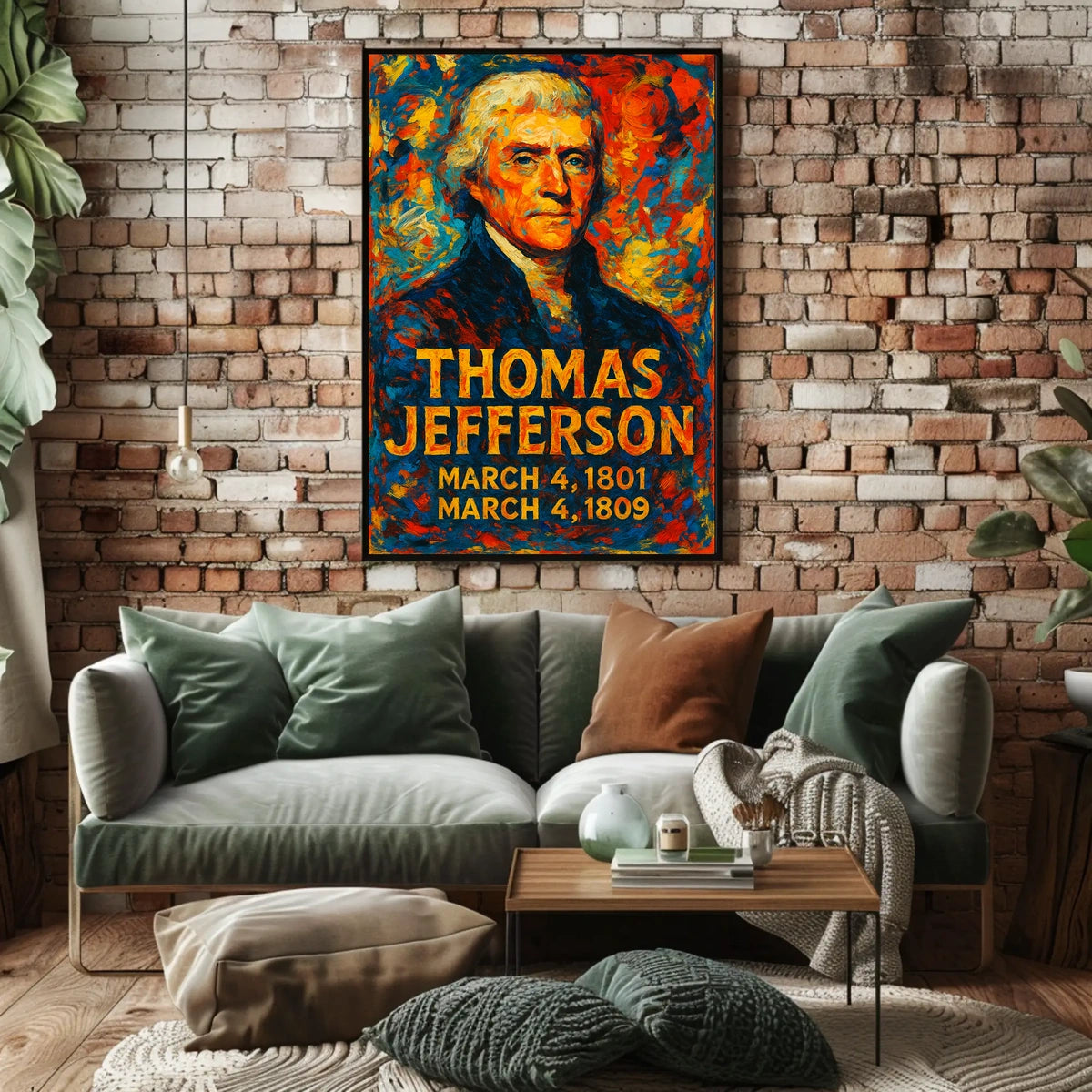 Thomas Jefferson 3rd President of the United States Glitch Hop Art Poster