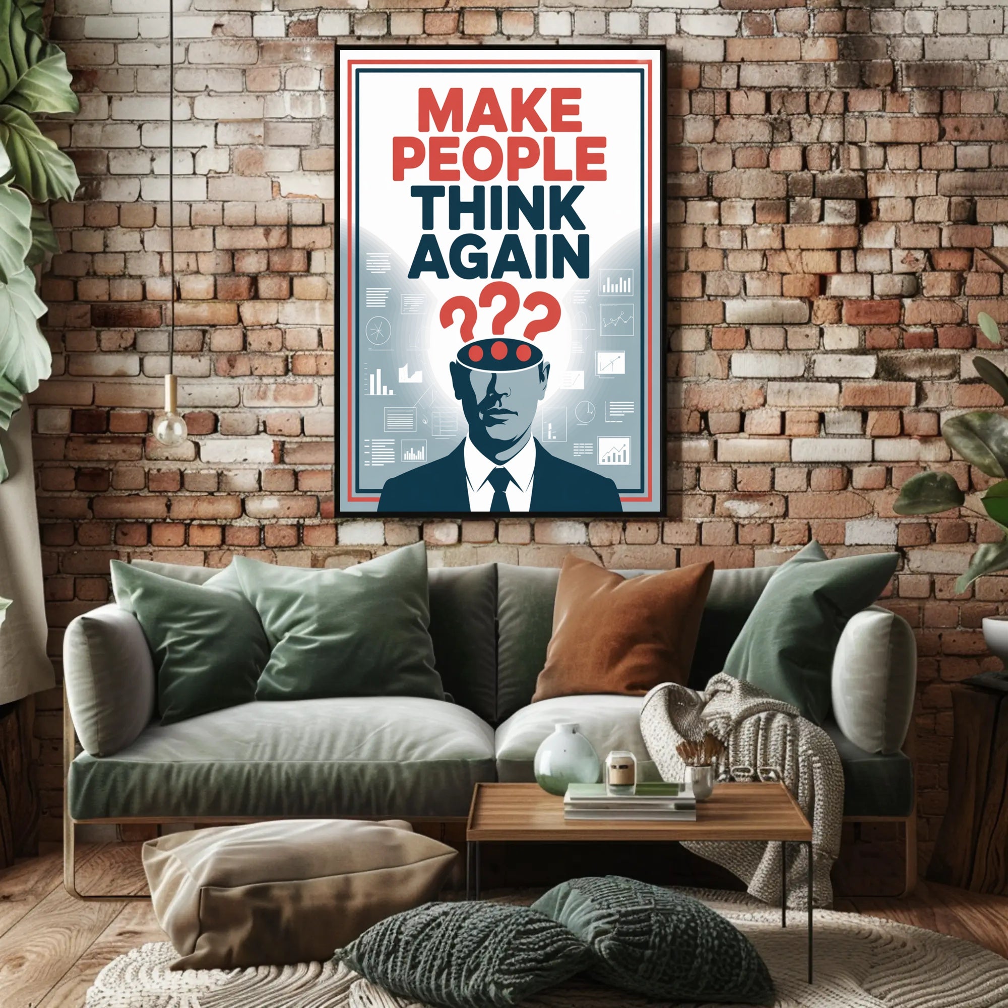 MAKE PEOPLE THINK AGAIN Motivational or Quote Poster