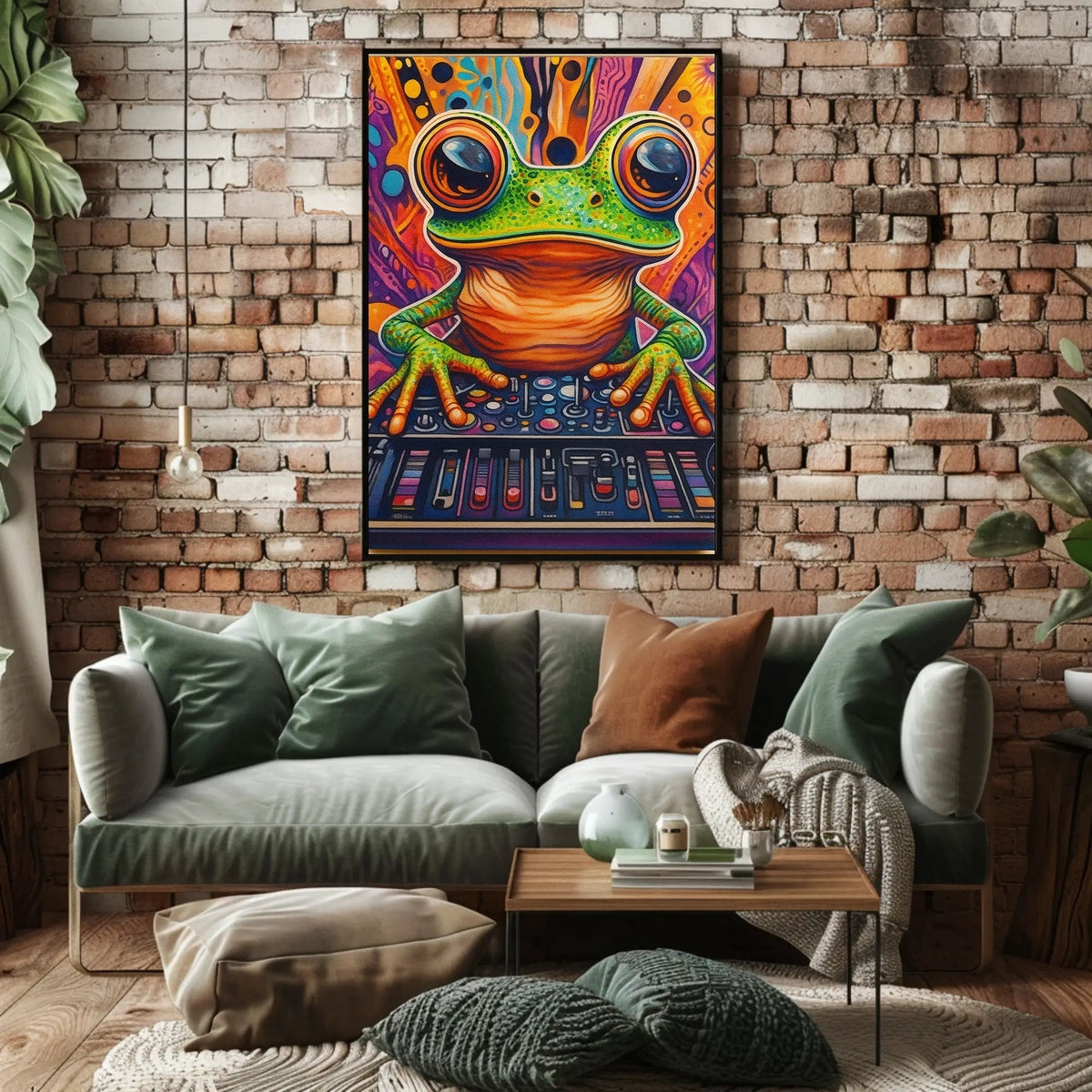 Whimsical Frog DJ Art Print: Abstract, Artistic, or Pop Culture Poster
