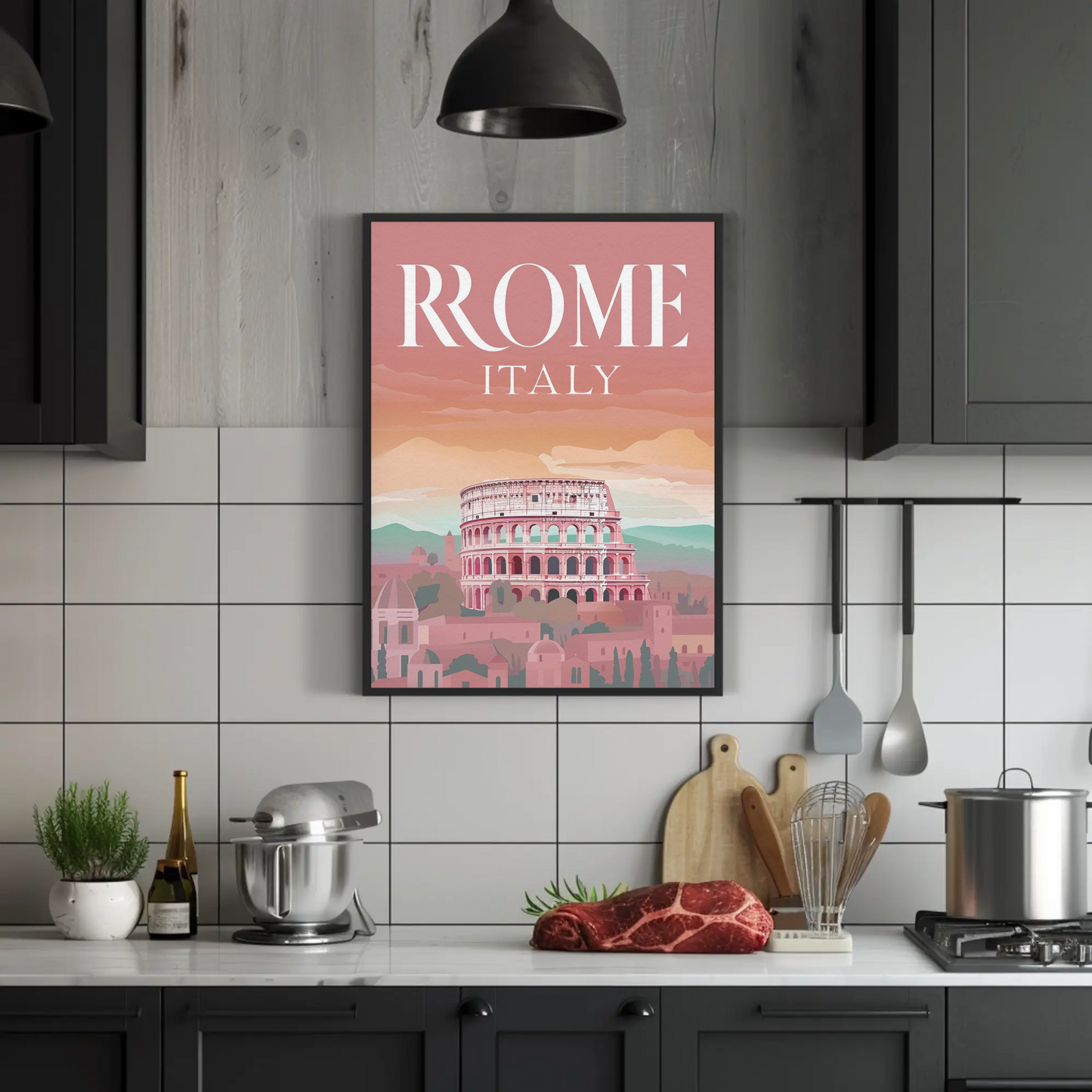 Rome Italy Vintage Colosseum Poster