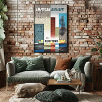 American Airlines New York City Poster Vintage Wall Art