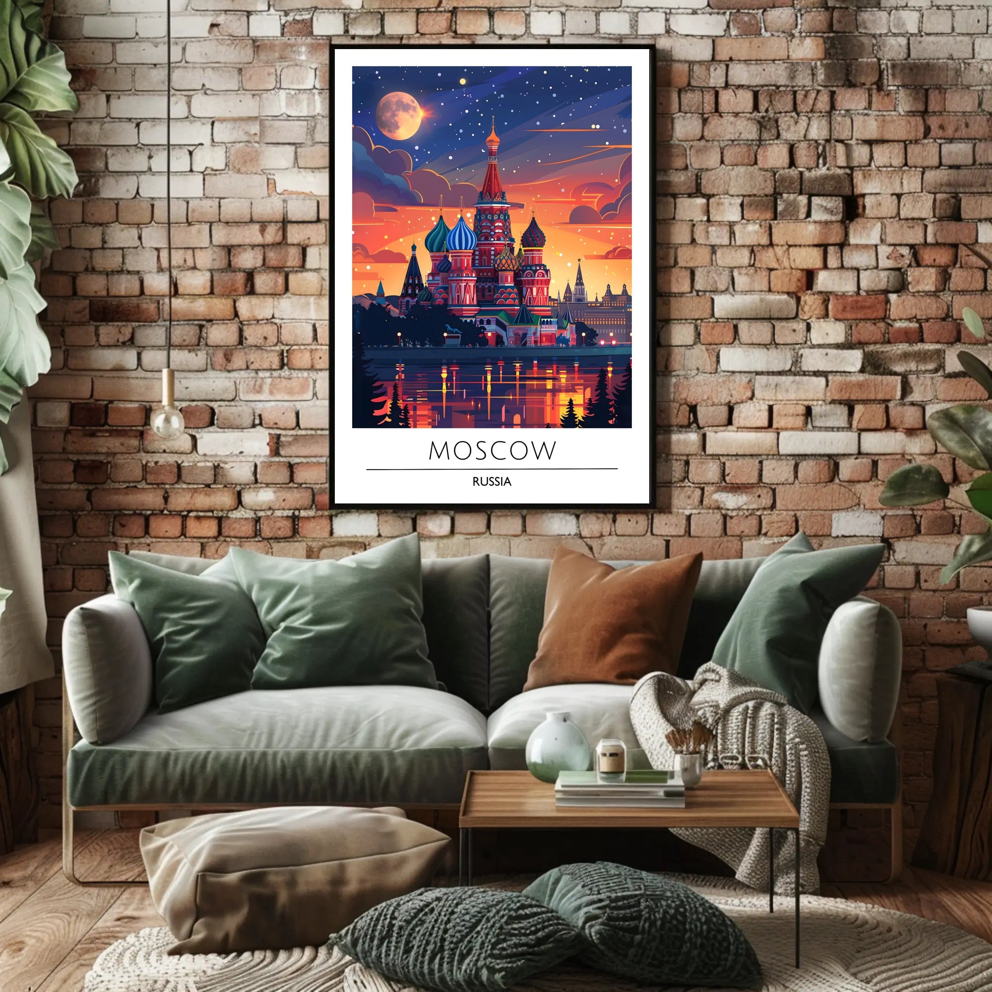 Moscow Nightscape Illustration: Enchanting Urban Cityscape Poster