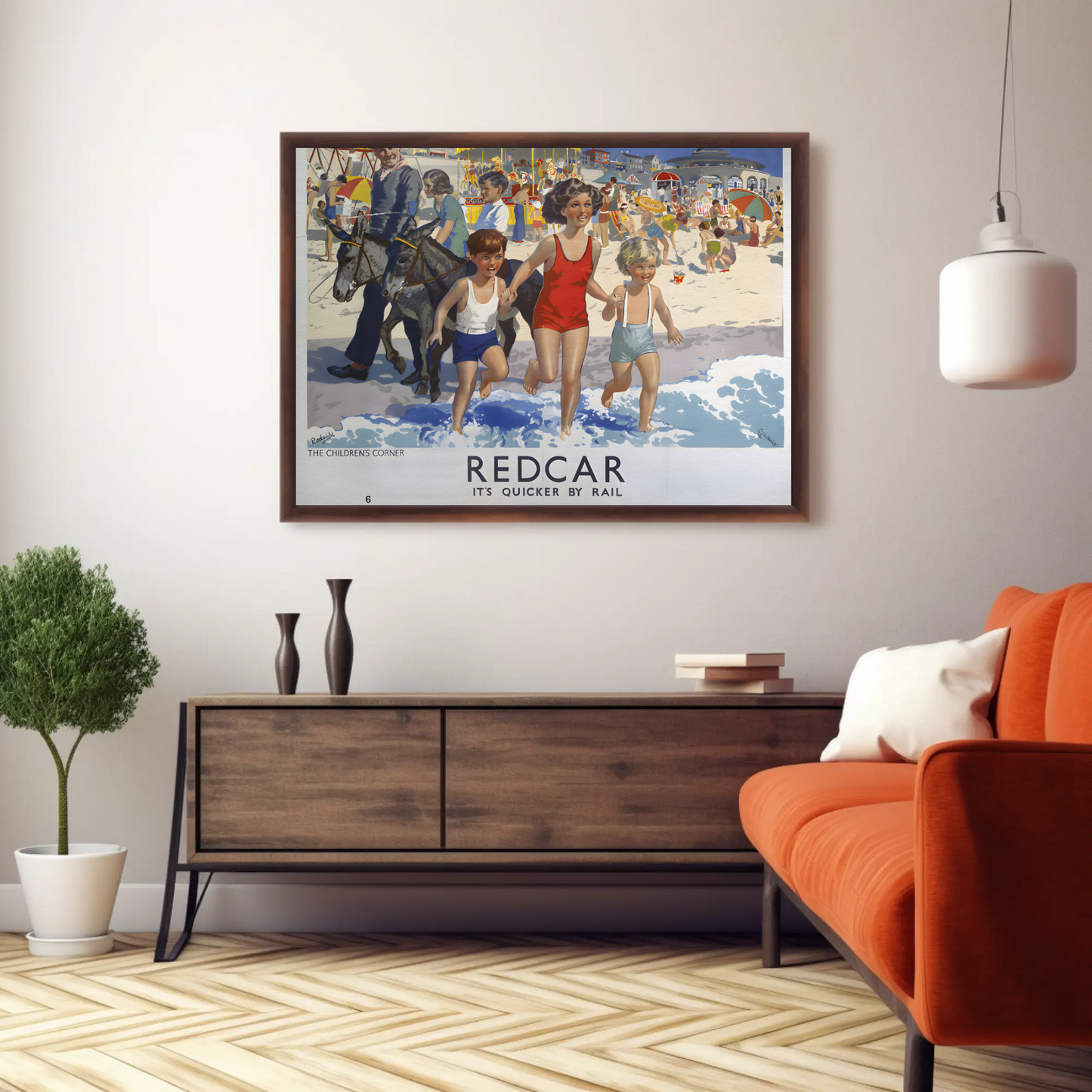 Redcar - It's Quicker by Rail Poster