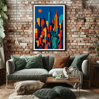 Vibrant NYC Skyline Poster For Urban Art Lovers Geometric
