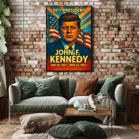 John F. Kennedy 35th President of the United States Colorful Comic Book Style Poster