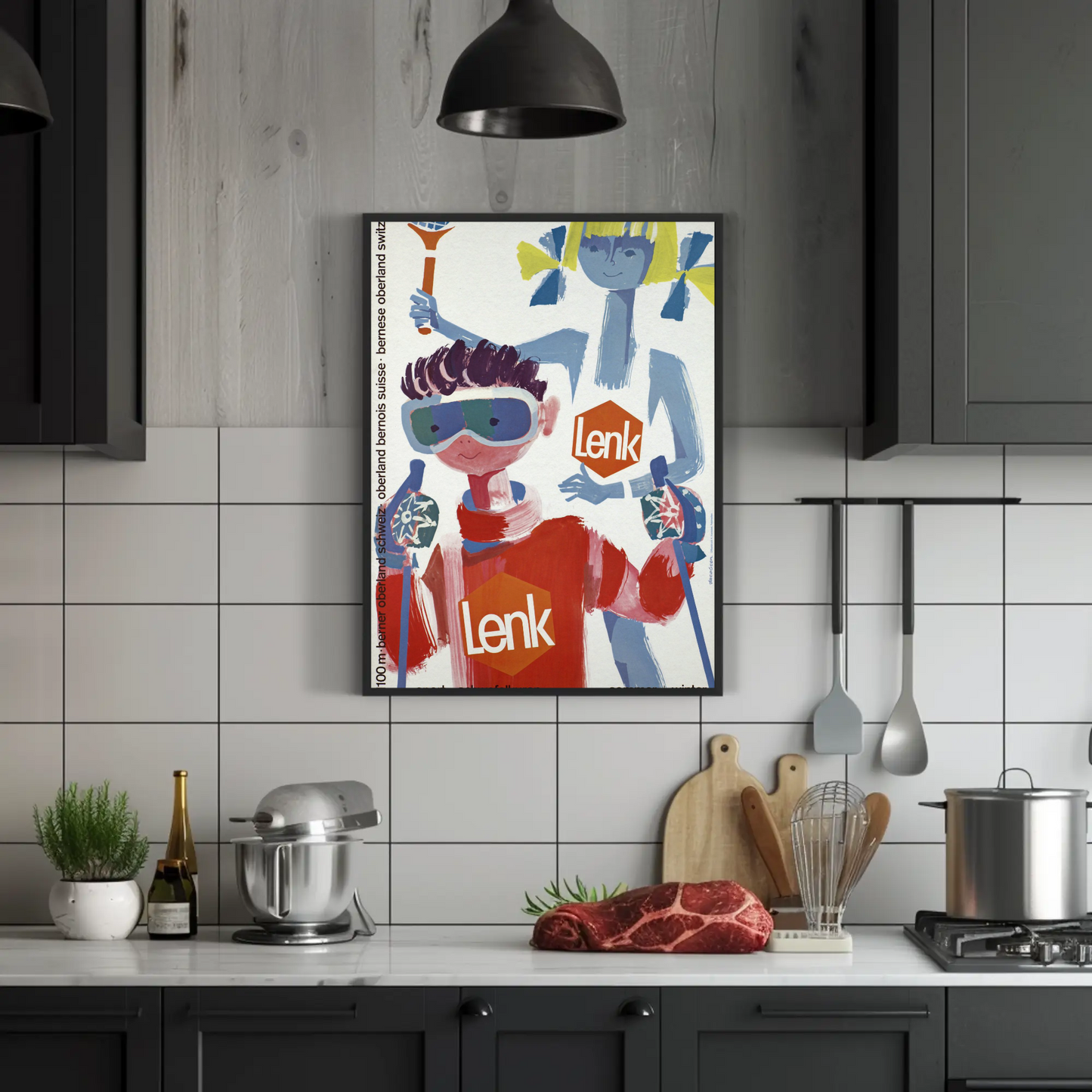 Lenk Switzerland Winter Summer Vintage Poster