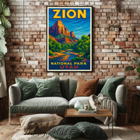 Zion National Park Utah Scenic Wanderlust Poster