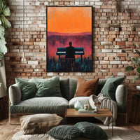 Piano Silhouette Sunset Poster Wall Art Atmospheric