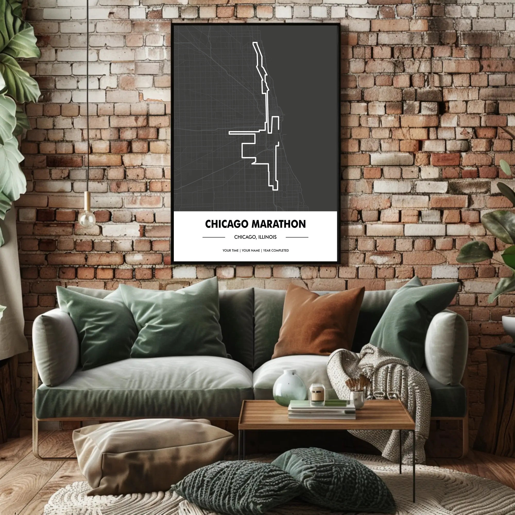 Chicago Marathon Route Modern Sports Poster