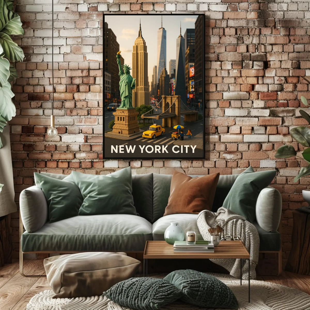 New York City Landmarks Miniature Art Poster Retro Wall Art
