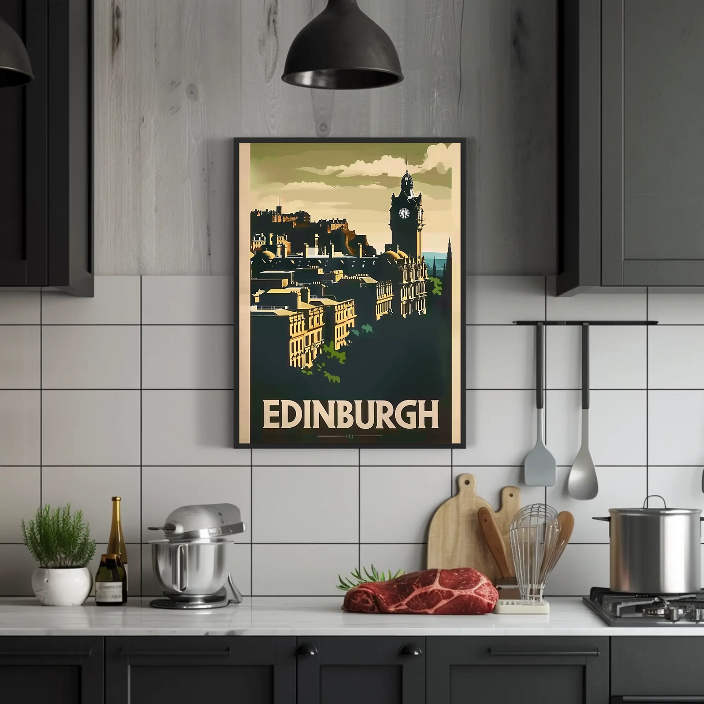 Edinburgh, Scotland Vintage Style Poster