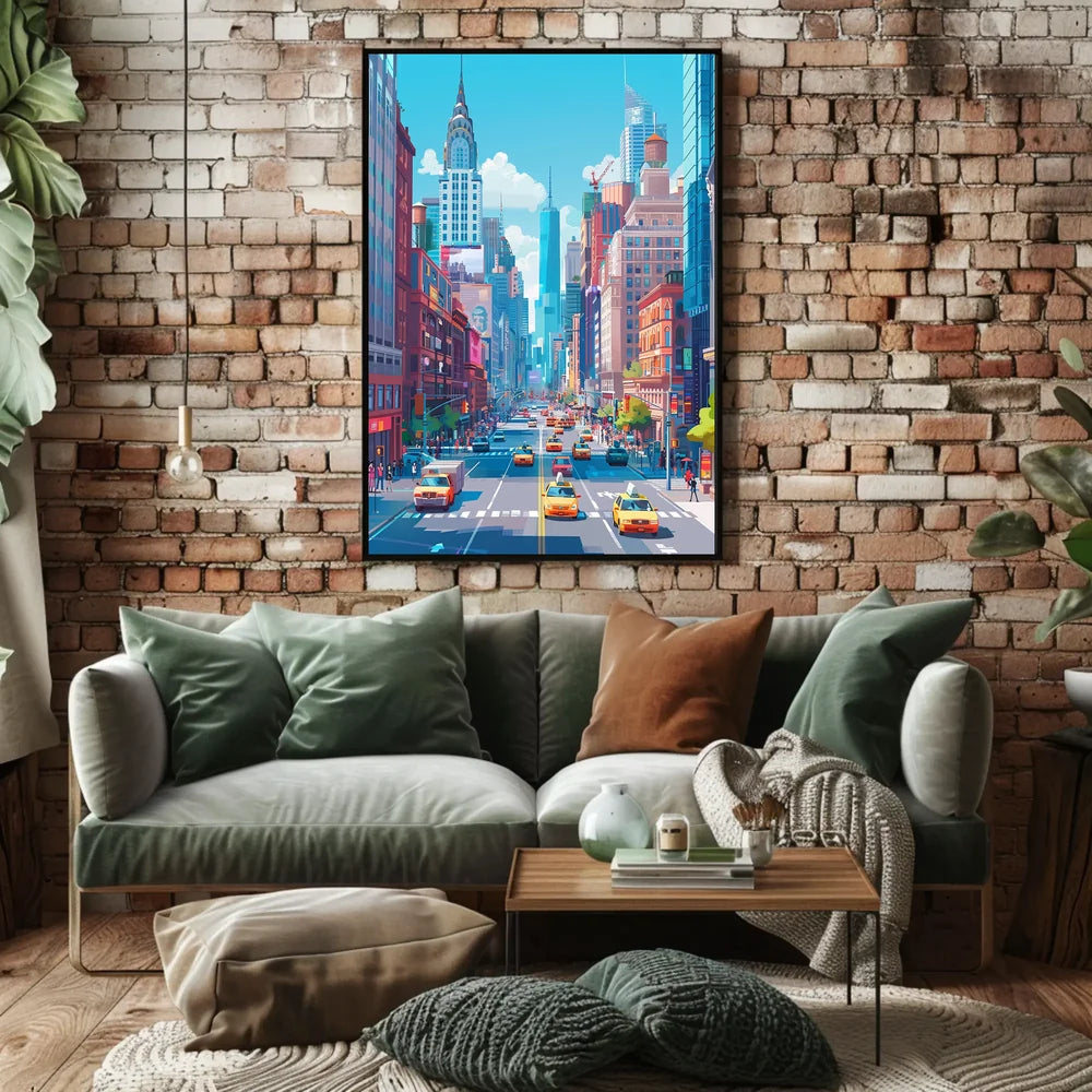 New York Cityscape Poster Modern Vibrant City Wall Art