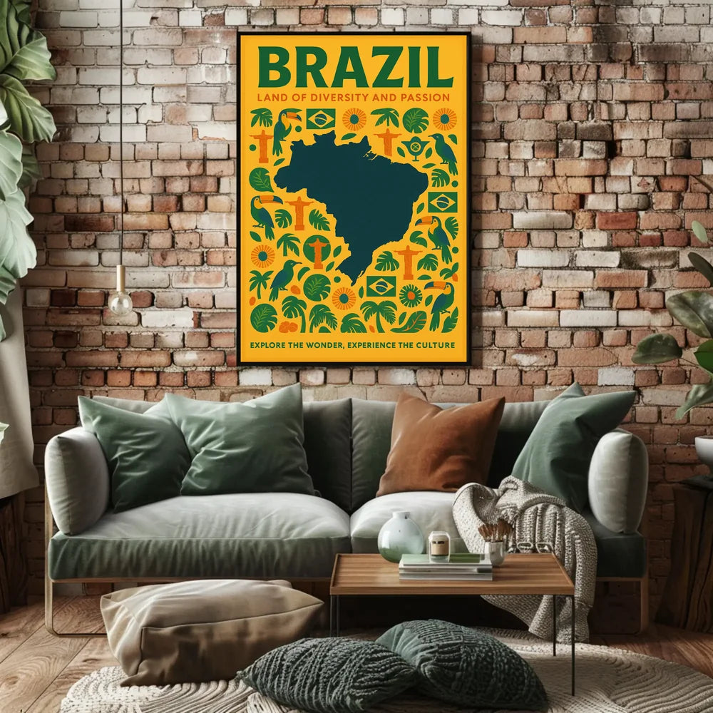 Brazil's Cultural Symbols Vibrant and Modern Poster PosterGoat