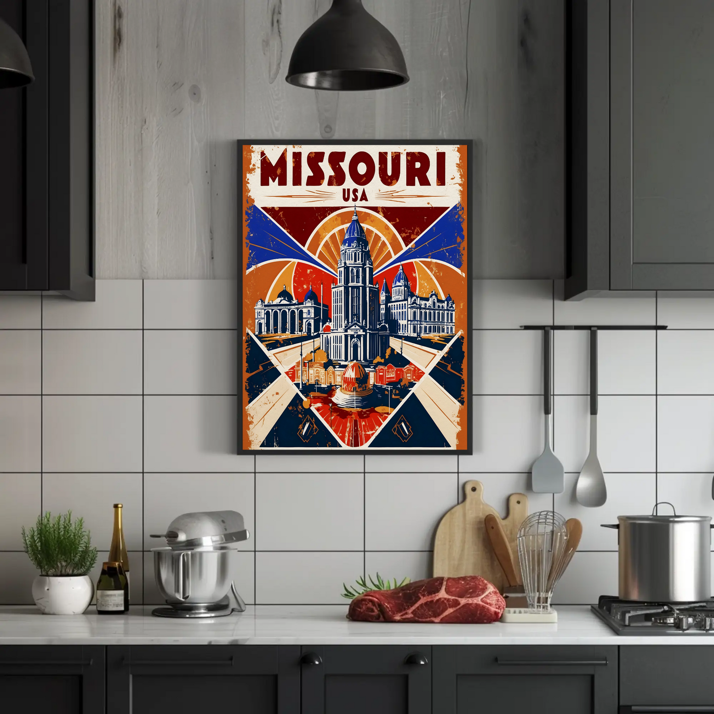 Missouri USA Historic Dome Skyline Vintage Travel Poster