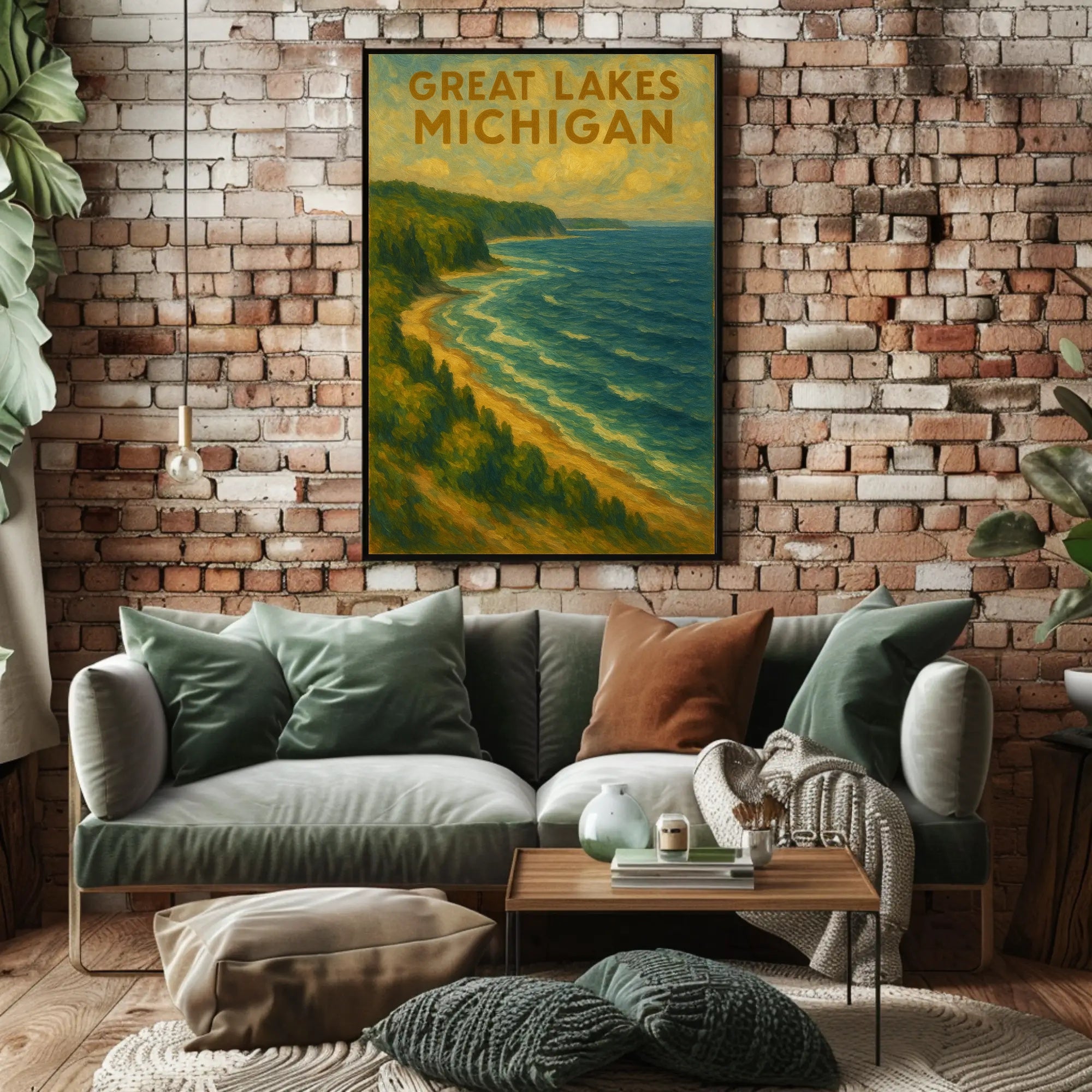 Great Lakes Scenic Landscape Impressionist Travel Poster