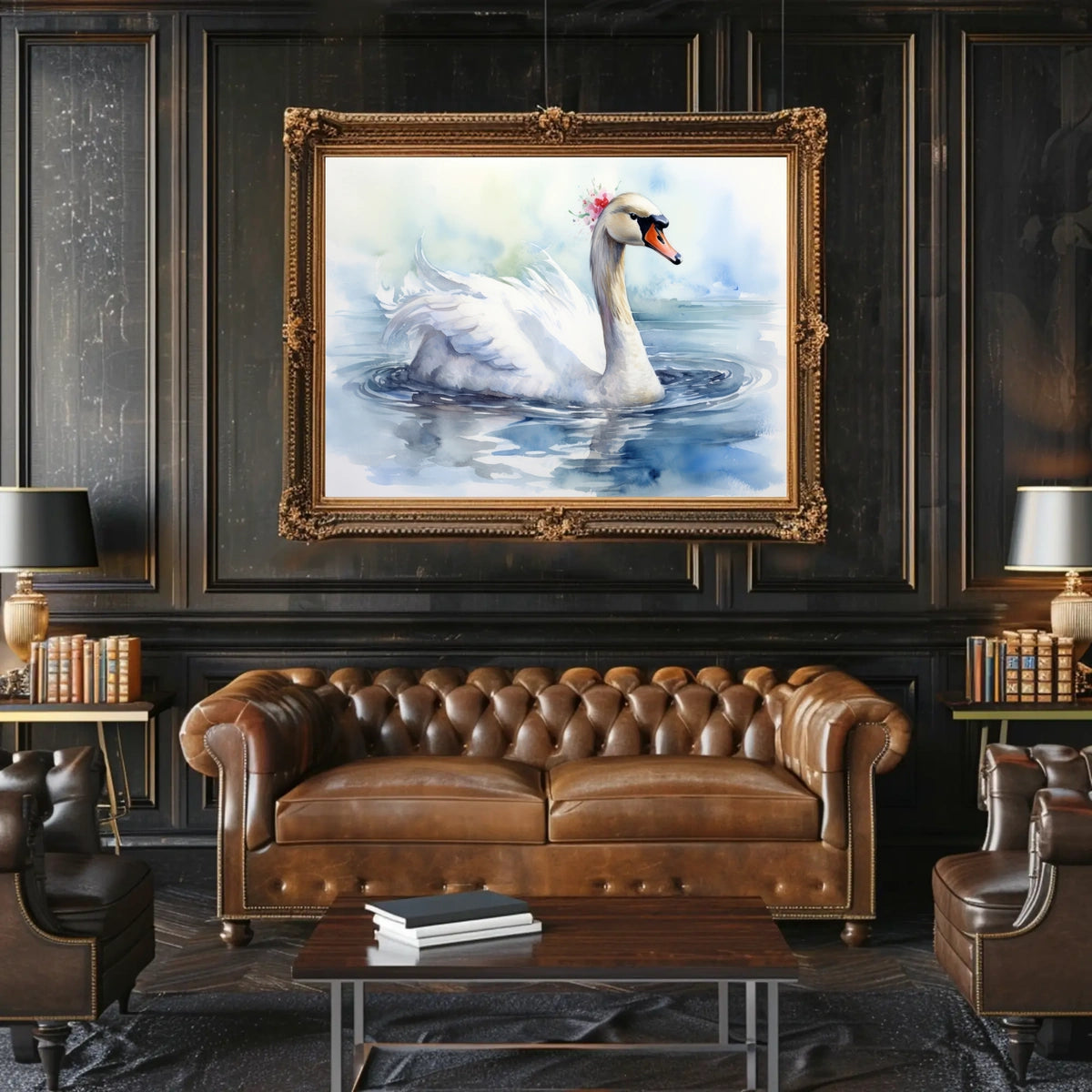 Graceful Swan in Watercolor Poster