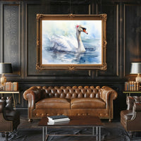 Graceful Swan in Watercolor Poster
