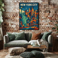 New York City Poster Abstract Urban Skyline Wall Art