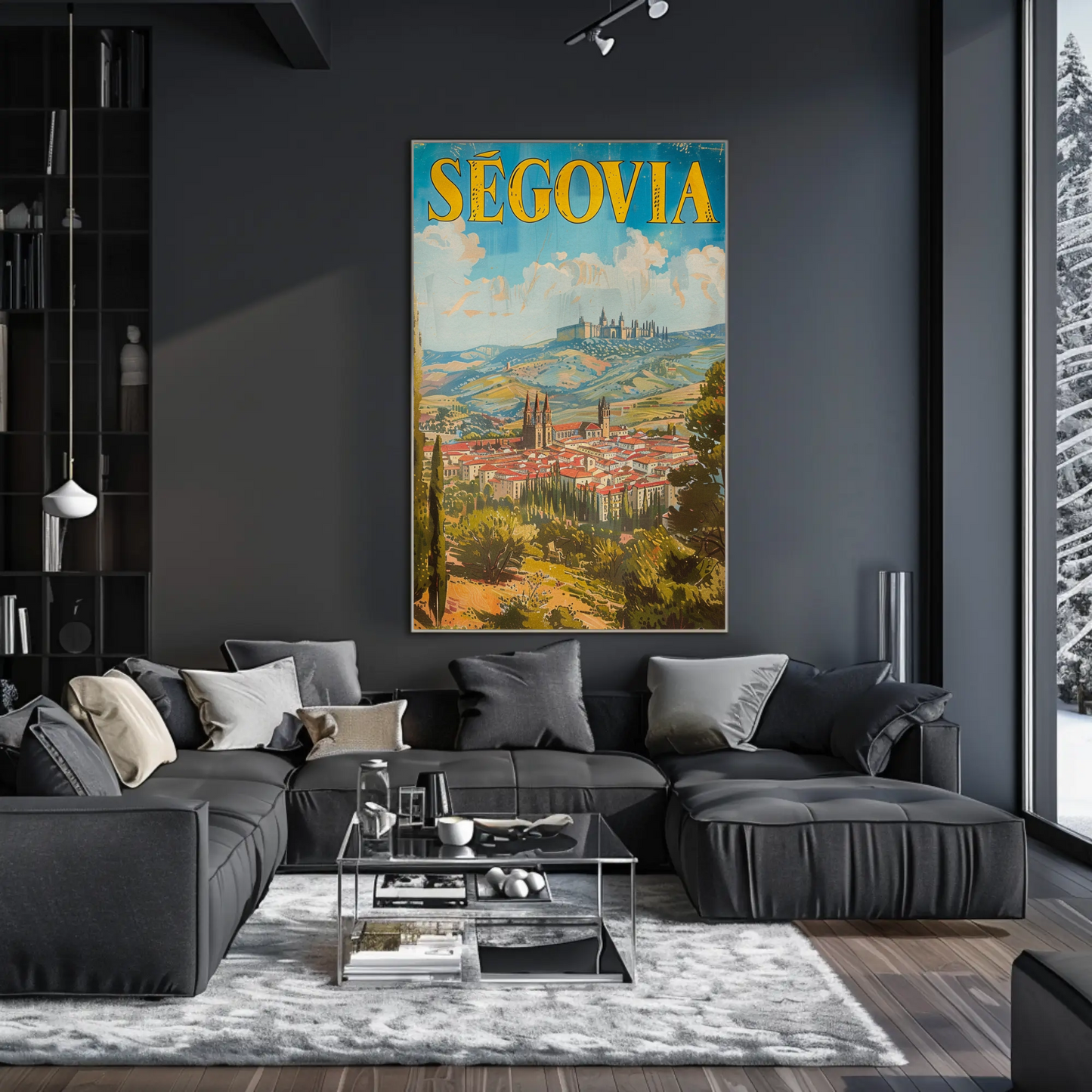 Segovia Historic Hillside Castle Town Travel Poster