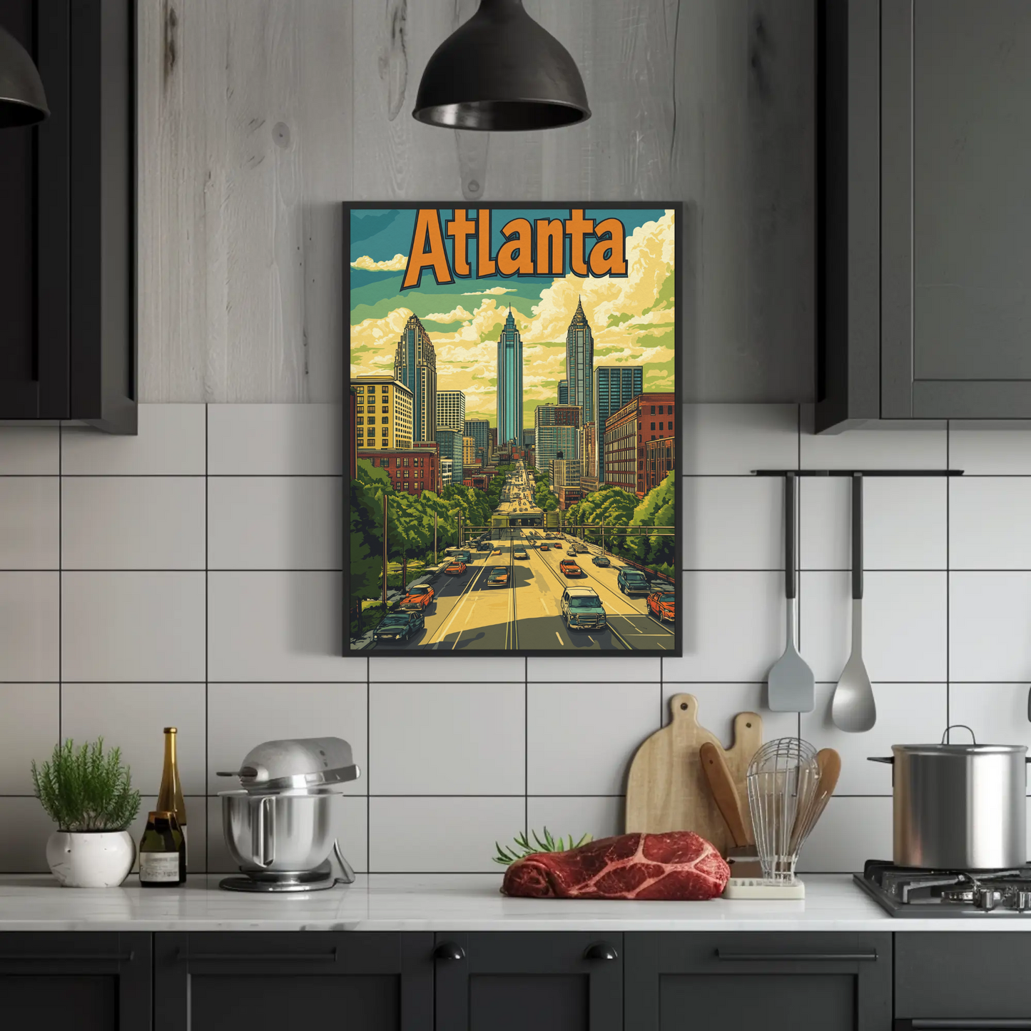 Atlanta Georgia Skyline Vintage Poster